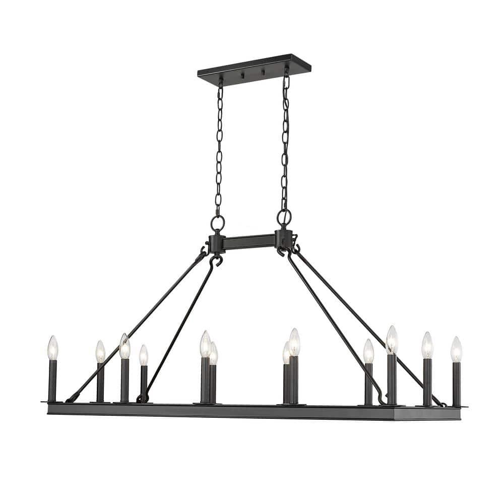 Z-Lite Barclay 12 Light Transitional Steel Island Pendant in Matte Black