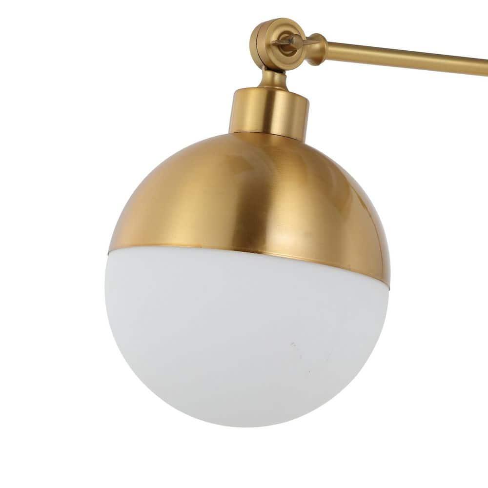 Alba 8" 1-Light Mid-Century Modern Arm-Adjustable Iron/Glass LED Sconce, Brass Gold/Frosted