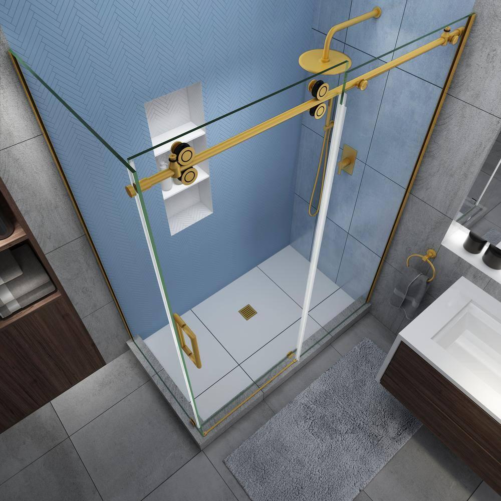 Aston Langham XL 56" - 60" W x 30" D x 80" H Frameless Rectangle Sliding Shower Enclosure SEN979EZ.UC-BG-603080-L