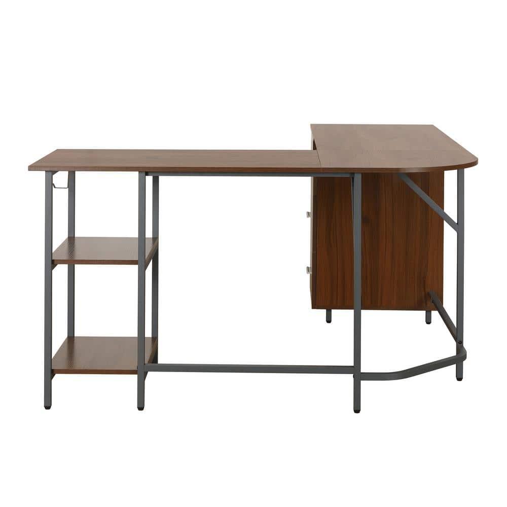17 Stories Techni Mobili L-Shape Home Office Two-Tone Desk With Storage