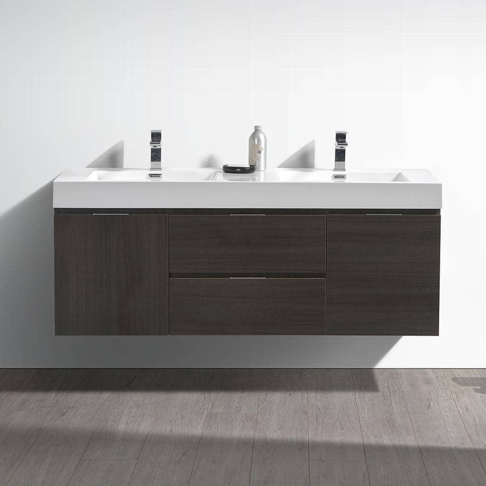 Fresca Valencia 60" Wall Mount Double Sink Bathroom Vanity with Top and Sinks (Faucets Not Included)