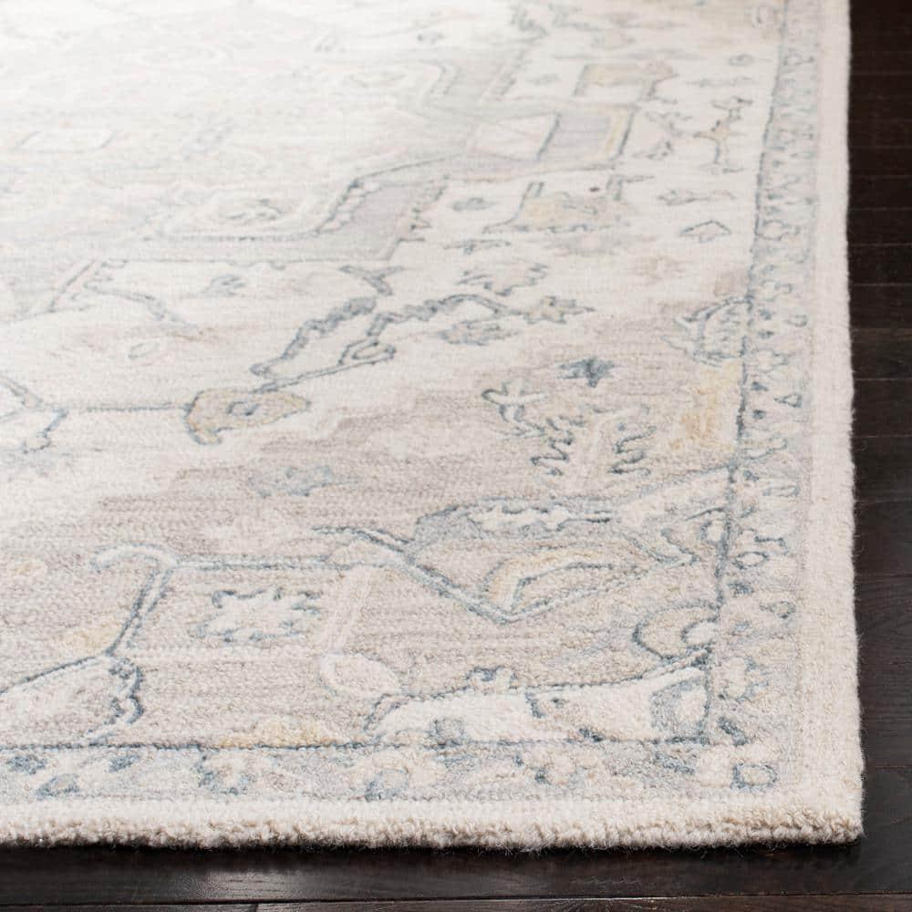 Ivory and Beige Handmade Tufted Wool Runner Rug