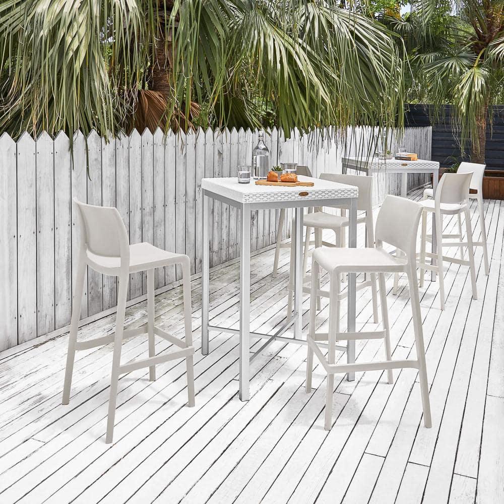 Sensilla 2pk Outdoor Stackable Bar Stools - White - Lagoon