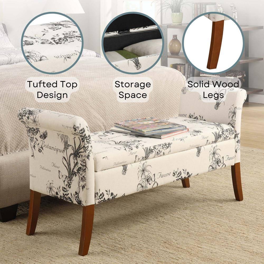 Convenience Concepts Designs4Comfort Garbo Storage Bench, Botanical Print Canvas