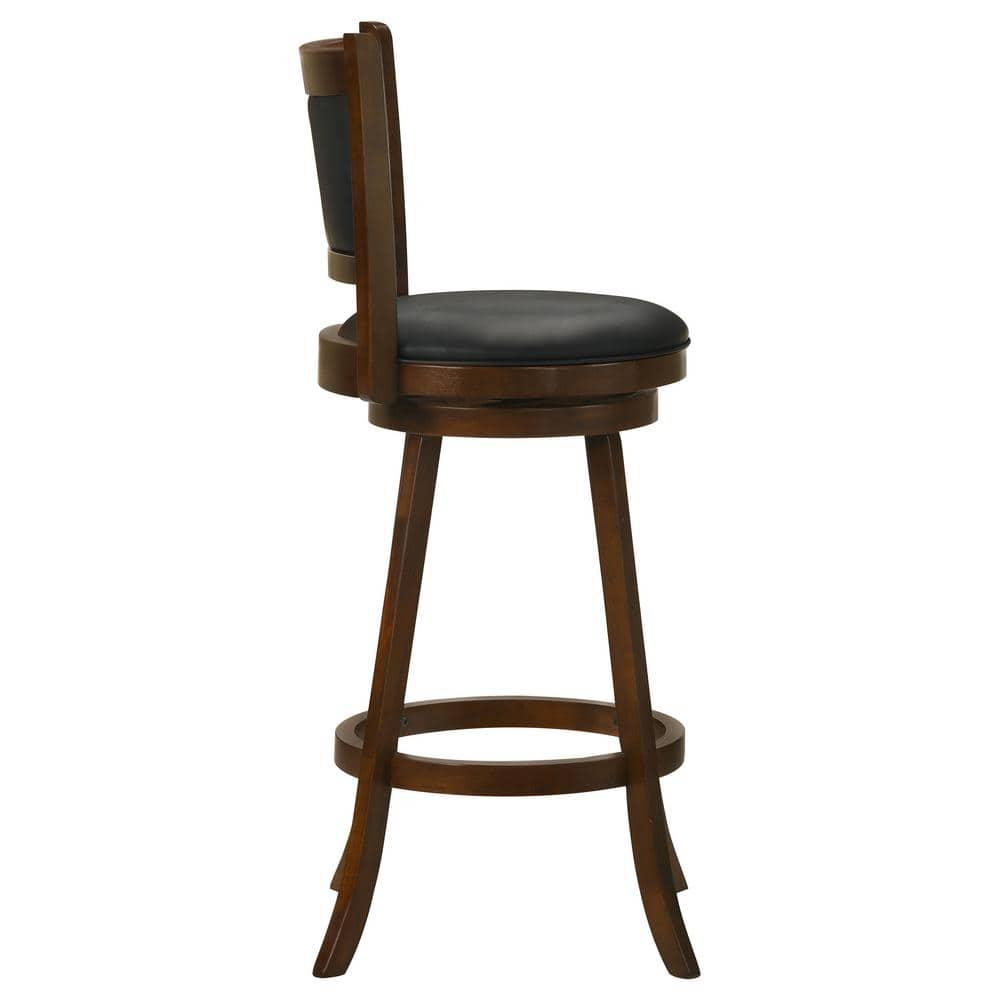 Coaster Upholstered Faux Leather Swivel Bar Stools in Black