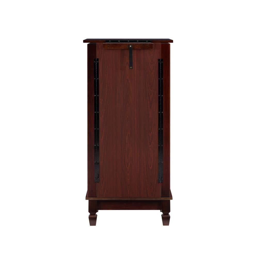 Linon Joslyn Contemporary Wood Jewelry Armoire in Merlot Brown