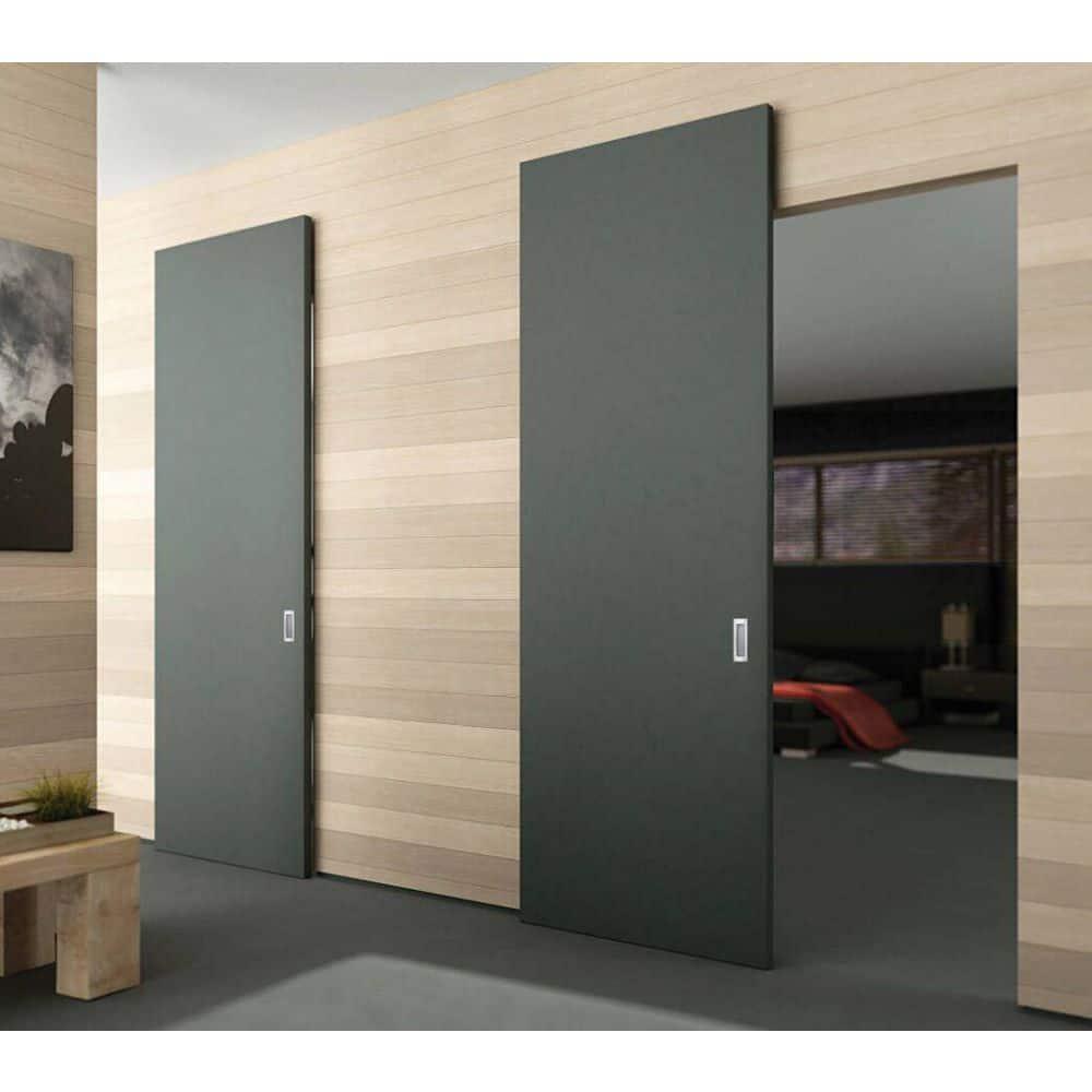 SARTODOORS Hidden Barn | Planum 0770 Painted | Sturdy Finished Flush Modern Doors | Magic Concealed Sliding Set