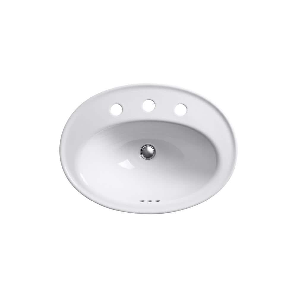 Serif® Ceramic Oval Drop-In Bathroom Sink with Overflow