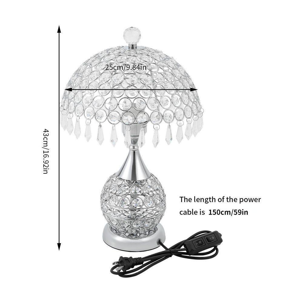 Modern Crystal Table Lamp 18in High Nightstand Table Lamp Bedside End Table Lamp Decorative Room Desk Lamp Crystal Desk Night Light for Bedroom, Living Room