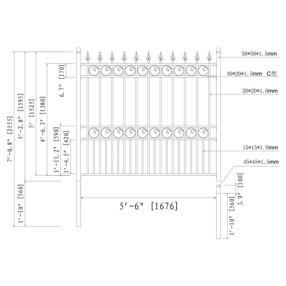 ALEKO 5 ft. H London Steel Fence Panel