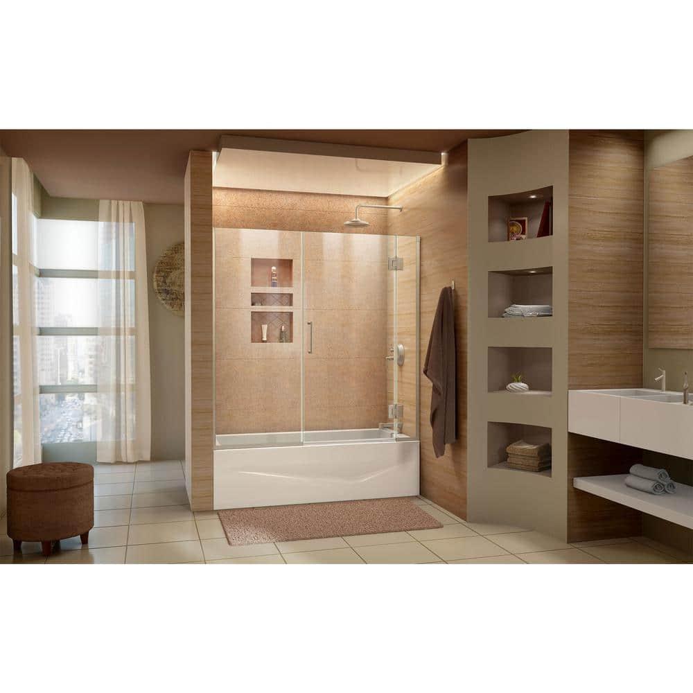 Unidoor-X 58" W x 58" H Hinged Frameless Tub Door