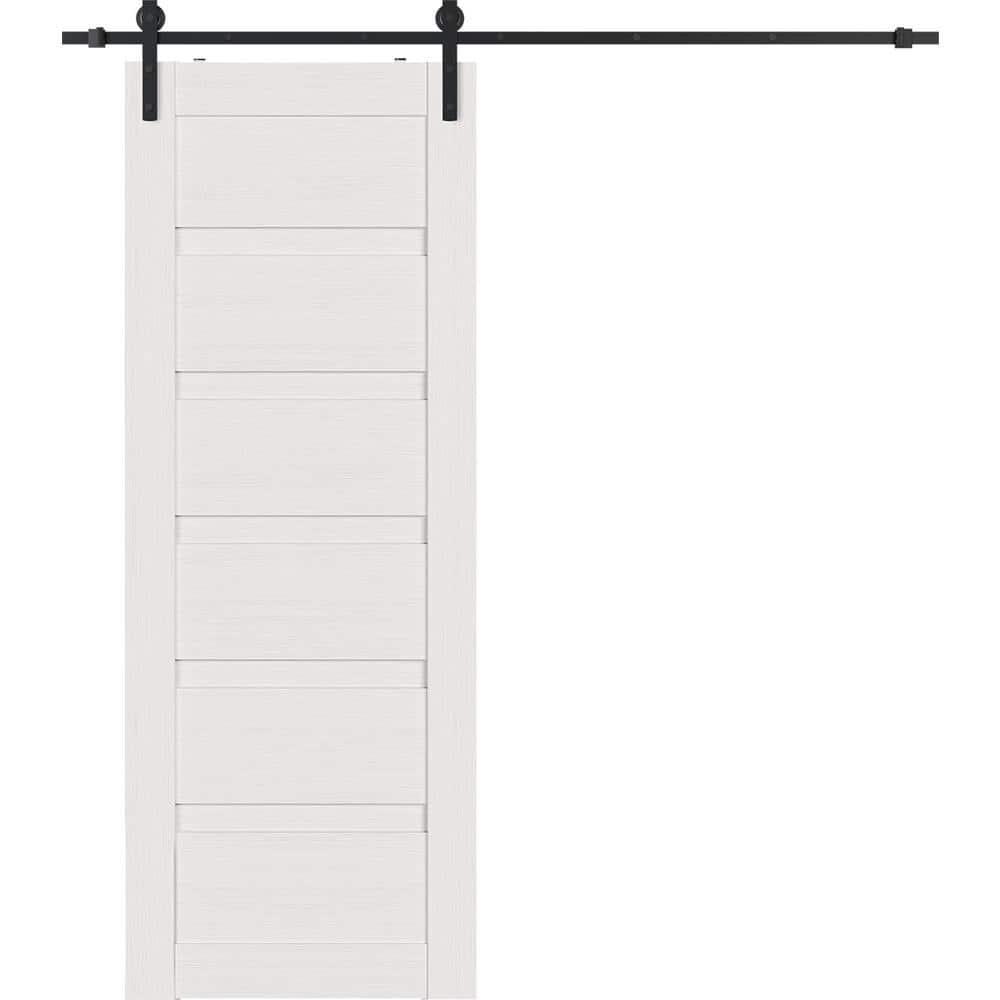 Belldinni Louver Solid + Manufactured Wood Paneled with Installation Hardware Kit Barn Door