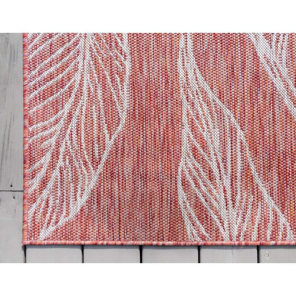 Unique Loom 9' 0 x 12' 2 Rectangle Indoor/Outdoor Botanical Rust Red Area Rug
