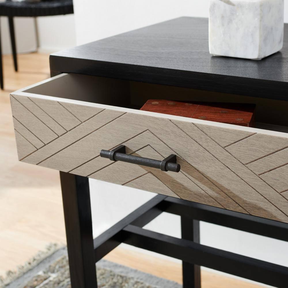 Ajana 1 Drawer Accent Table - Black - Safavieh.