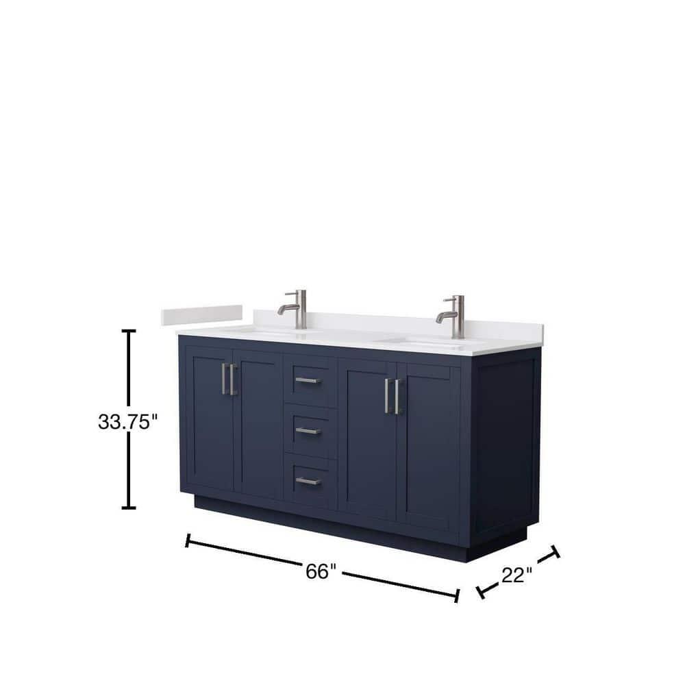 Wyndham Collection Miranda 66" Freestanding Double Bathroom Vanity with Cultured Marble Top