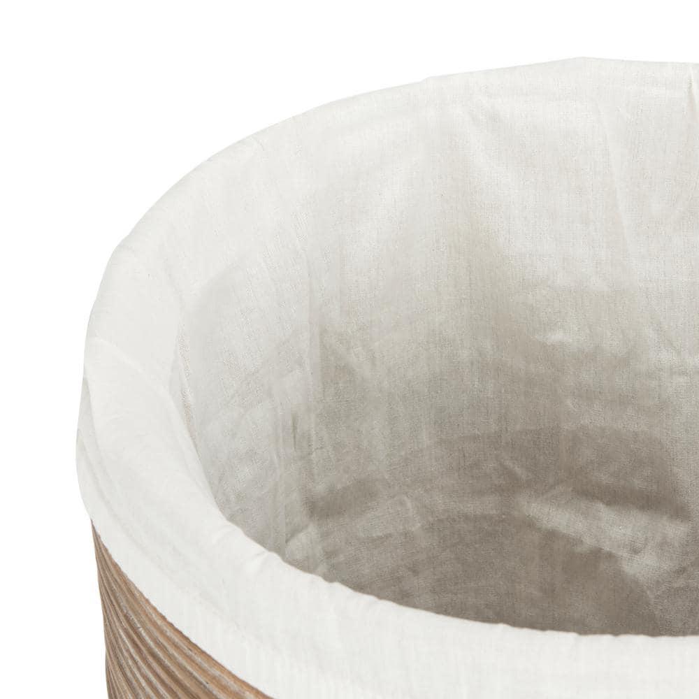 Wellington Laundry Basket with Liner - HAC6501 - White/Grey White Wash - Safavieh