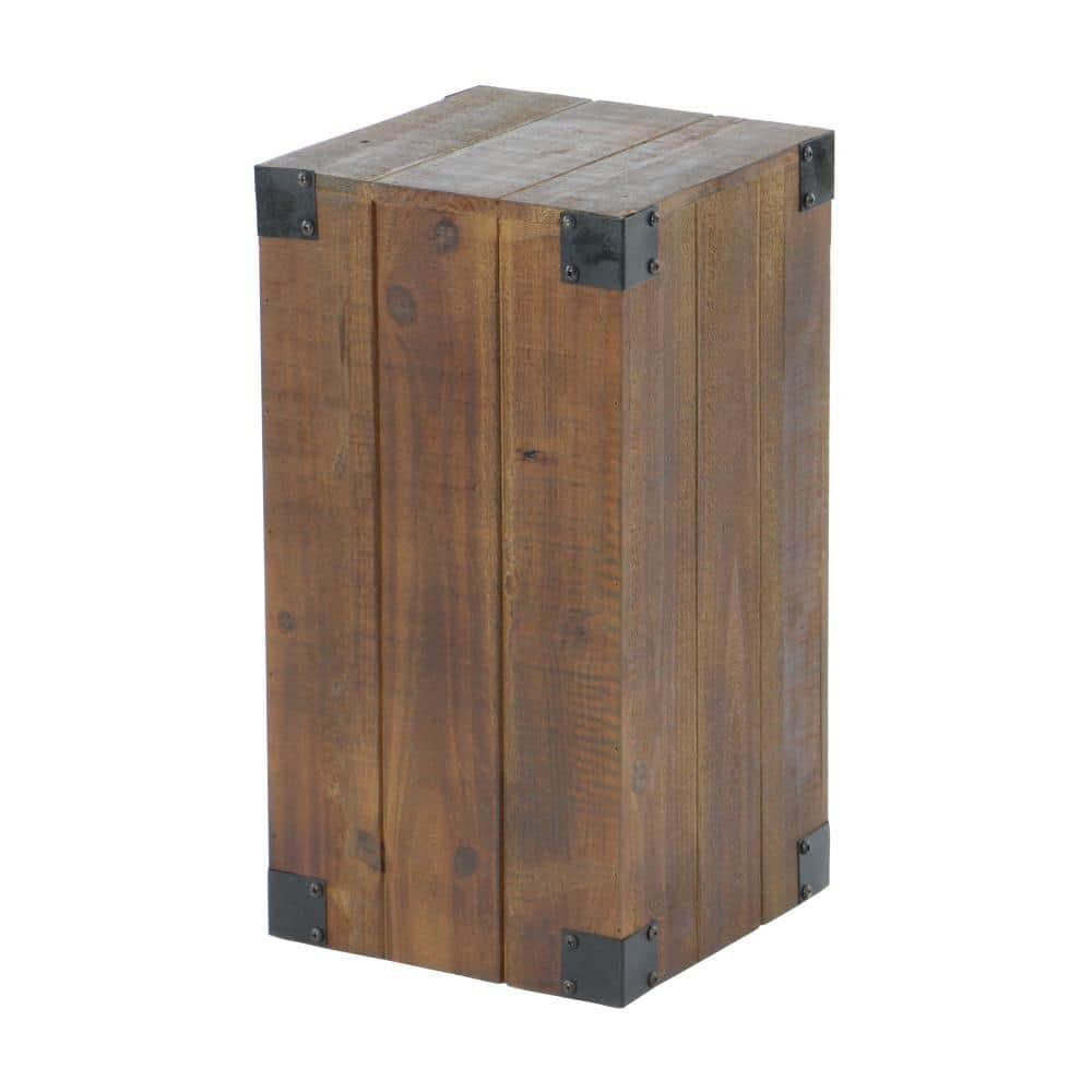 Set of 5 Farmhouse Wood Pedestal Tables Brown - Olivia & May: Indoor Accent Furniture, No Assembly Required