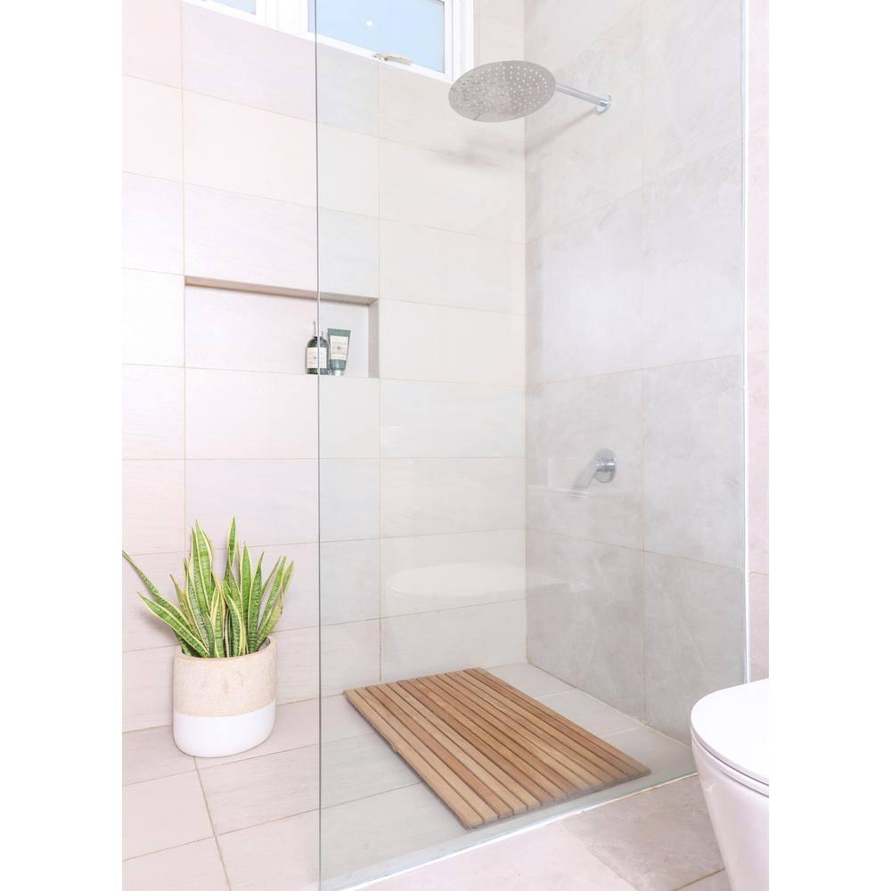 Nordic Teak 31.4" x 19.6" Natural Shower and Bath Mat - Beige