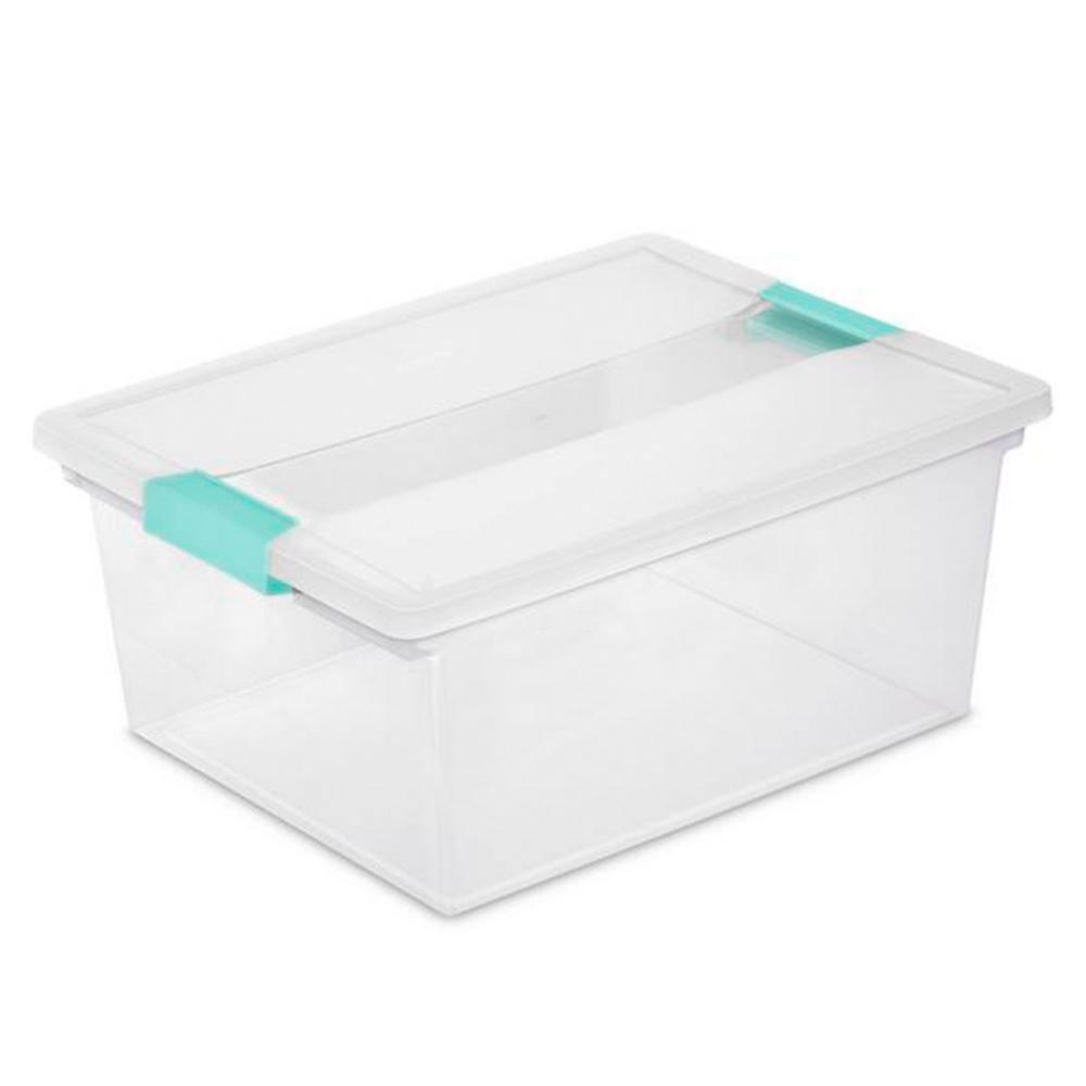 Sterilite Sterilite Plastic Stackable Storage Bin w/Clear Latch Lid (Set of 6)
