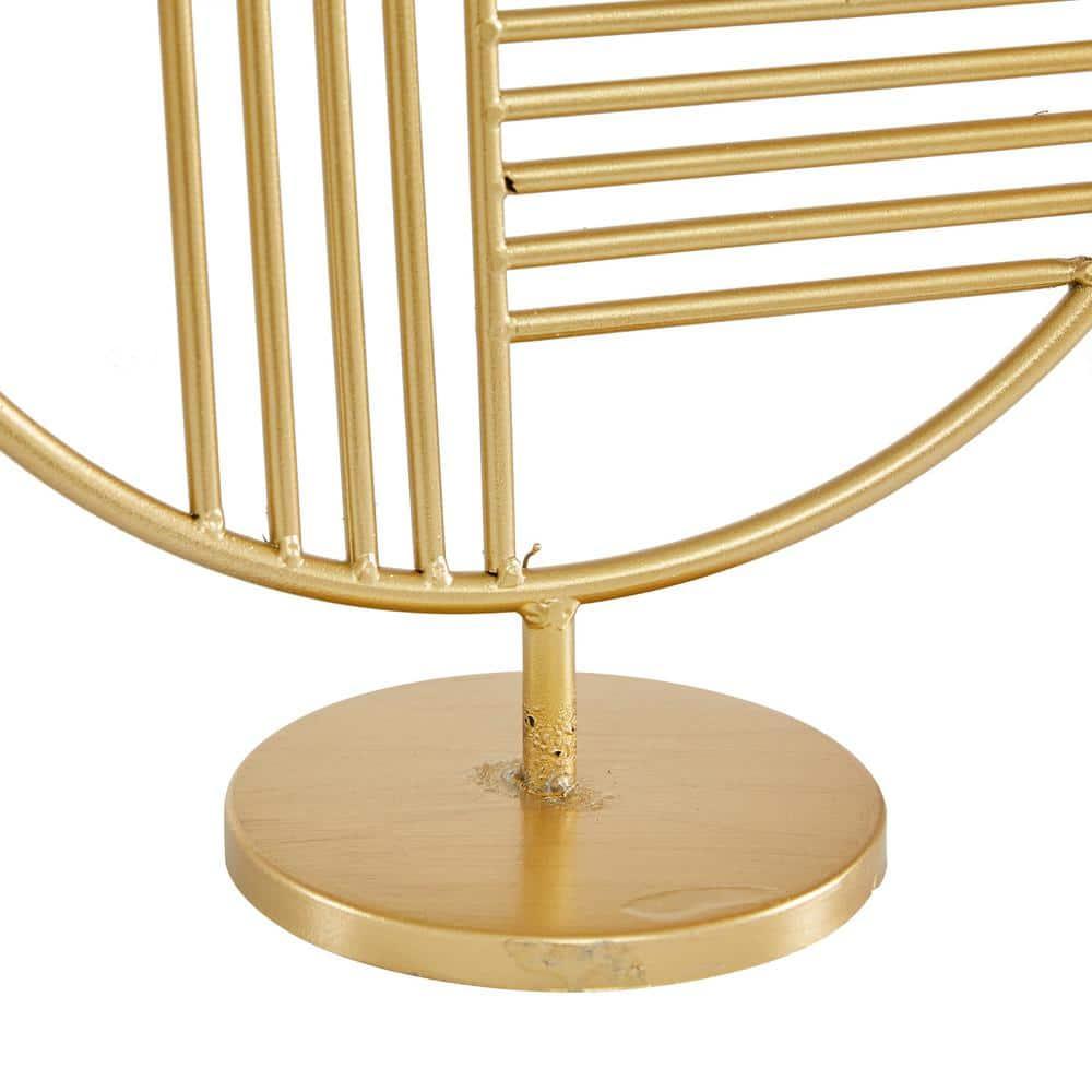 5" x 14" Gold Metal Geometric Sculpture, by DecMode