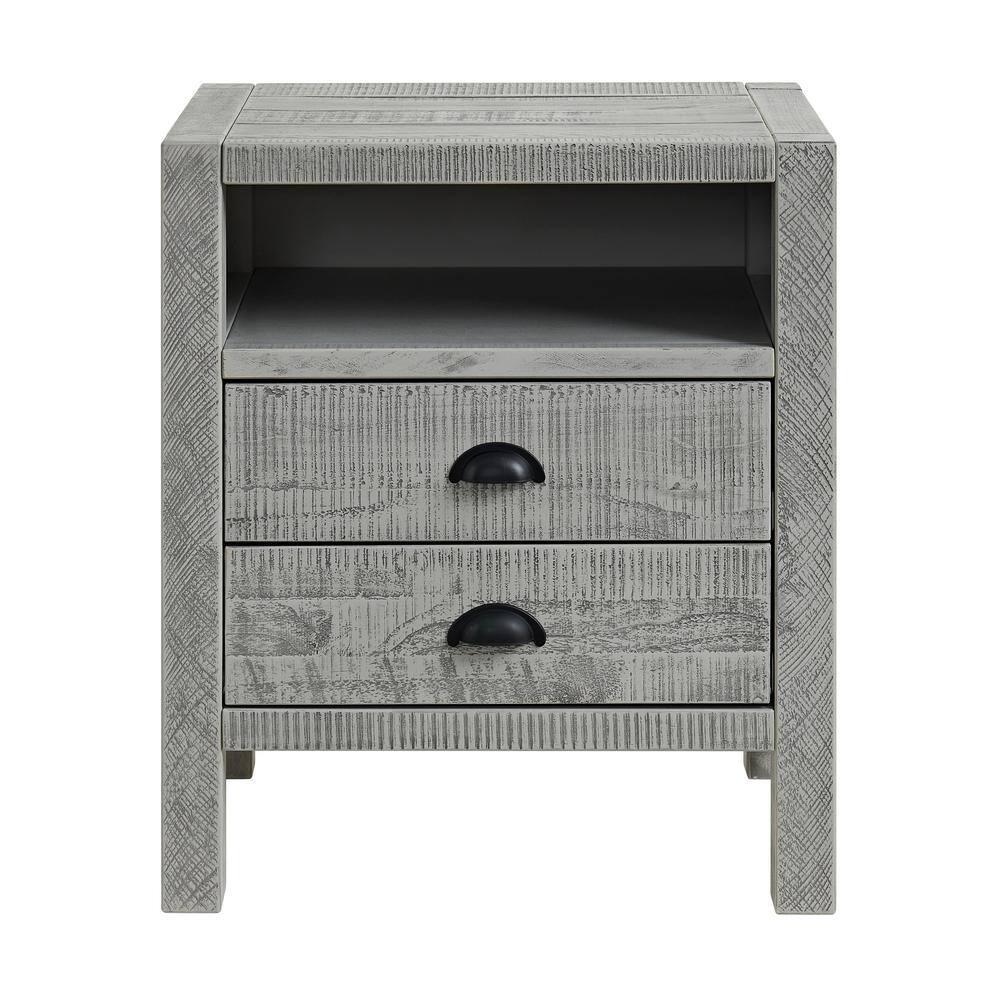Arden 2-Drawer Wood Nightstand, Perfect for Modern Rustic, Boho or Traditional Bedroom, Functional and Stable Storage, 28W x 19D x 26 3/8H