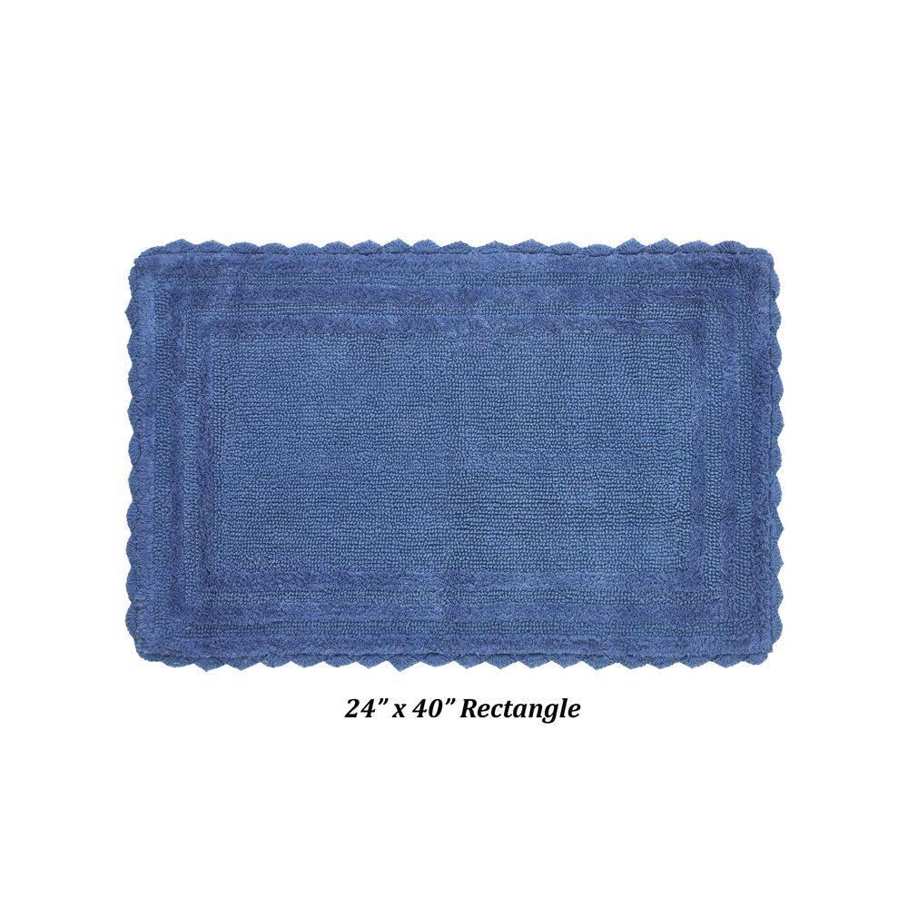 Better Trends Lilly Crochet 100% Cotton Tufted Reversible Bath Rug 24" x 40" Rectangle - Blue