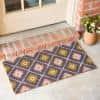 Main + Mesa Natural Coir Doormat with Geometric Print, Multi-color