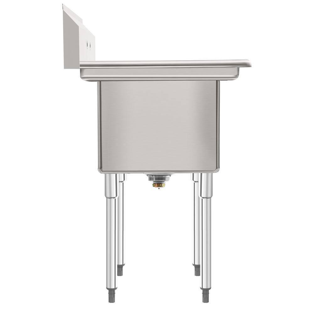 72 in. 16-Gauge Commercial Sink with Backsplash and Dual 18 in. Drainboards, Bowl Dimensions 18"x18"x14" in Stainless-Steel (KM-SB181814-18B316)