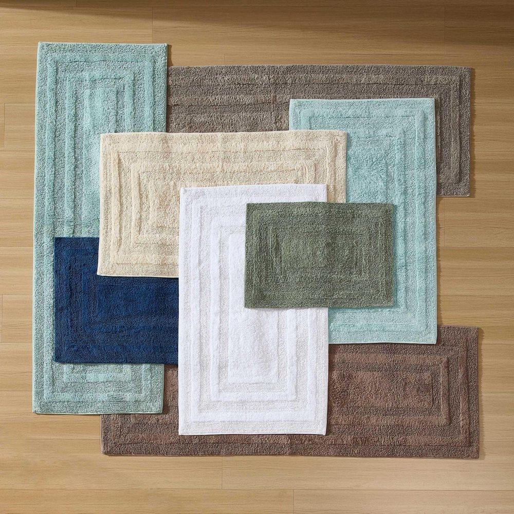 Logan Olive Green Cotton Reversible 2-Piece Bath Rug Set