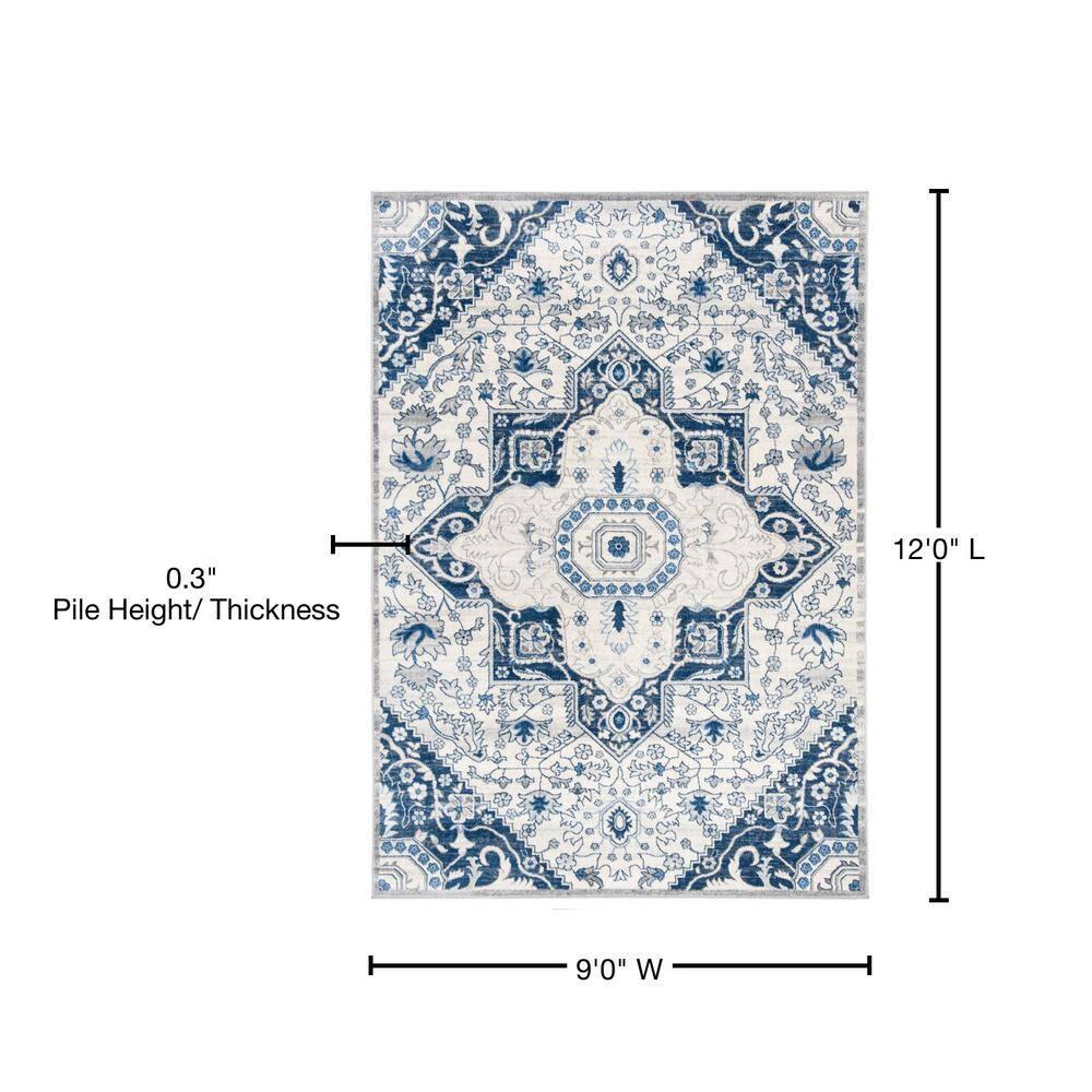 Brentwood BNT816 Power Loomed Indoor Area Rug - Cream/Blue - 9'x12' - Safavieh