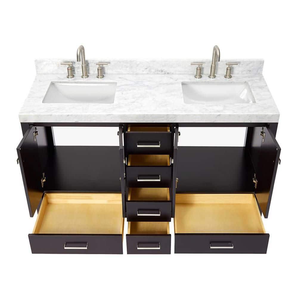 Cambridge Double Bathroom Vanity with Carrara Marble Top