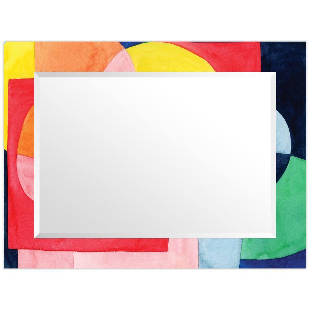 Empire Art Direct Launder Rectangular Beveled Mirror on Free Floating Printed Tempered Art Glass, 40" x 30" x 0.4" each, Ready to Hang