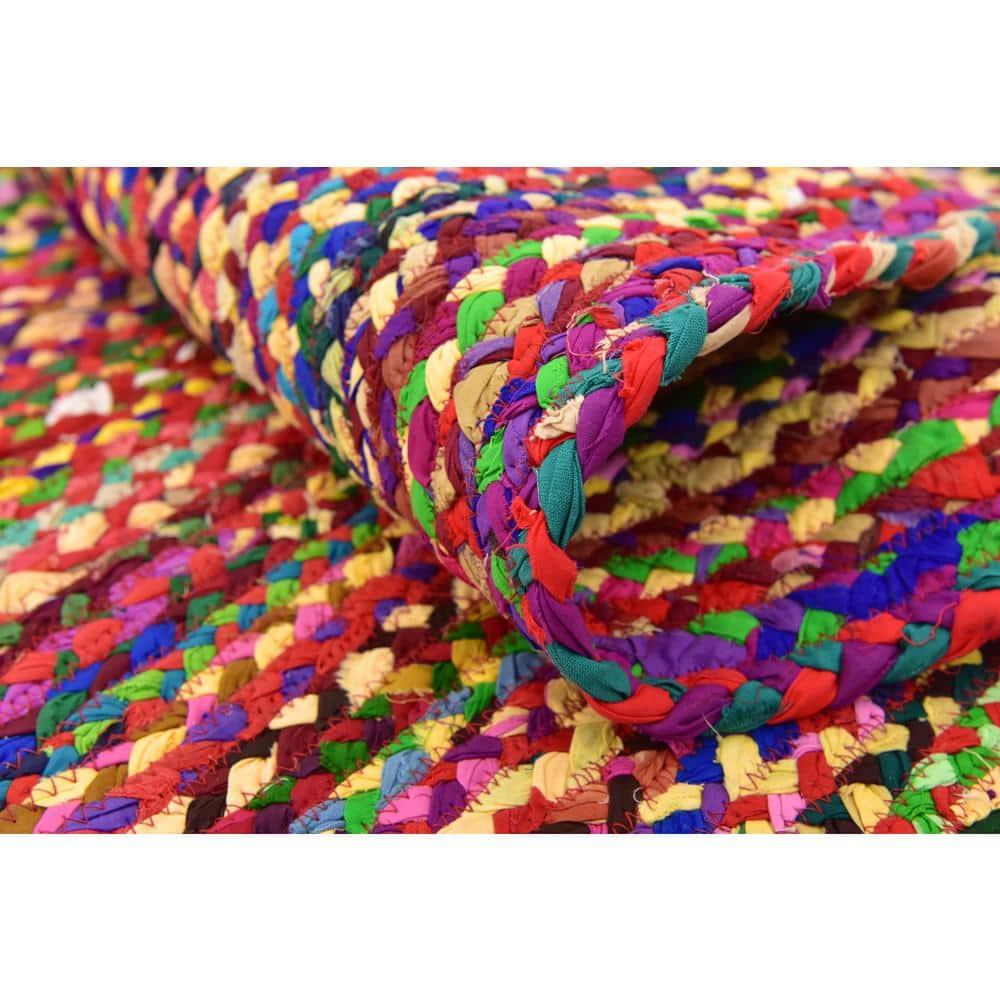 Unique Loom Braided Chindi Collection Area Rug - Layer (2' 7" x 6' 1" Runner Multi/Blue)