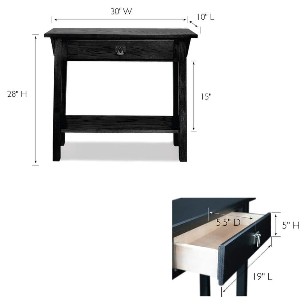 Favorite Finds Mission Hall Stand Slate Finish - Leick Home: Compact Wood Entryway Table with Drawer, CARB Certified