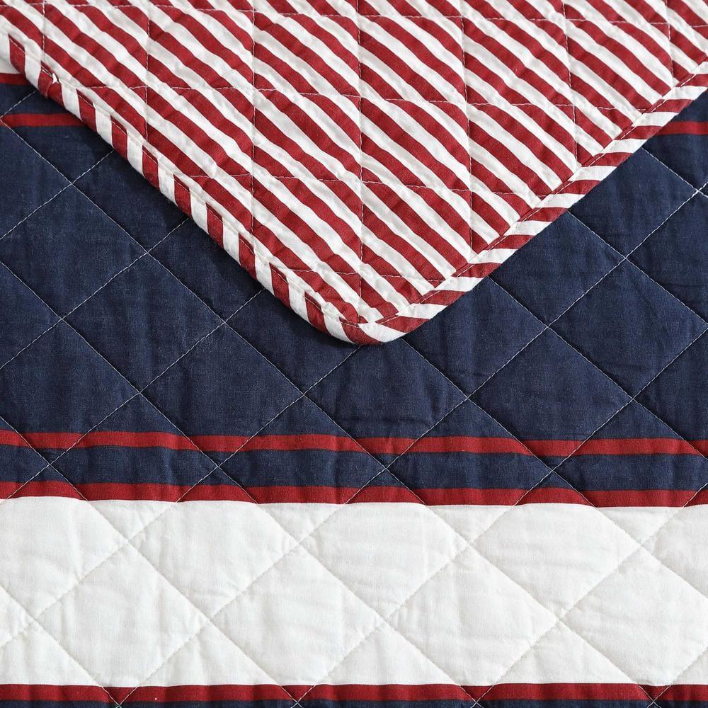 Nautica Nautica Wesley Blue Cotton Reversible Quilt Set