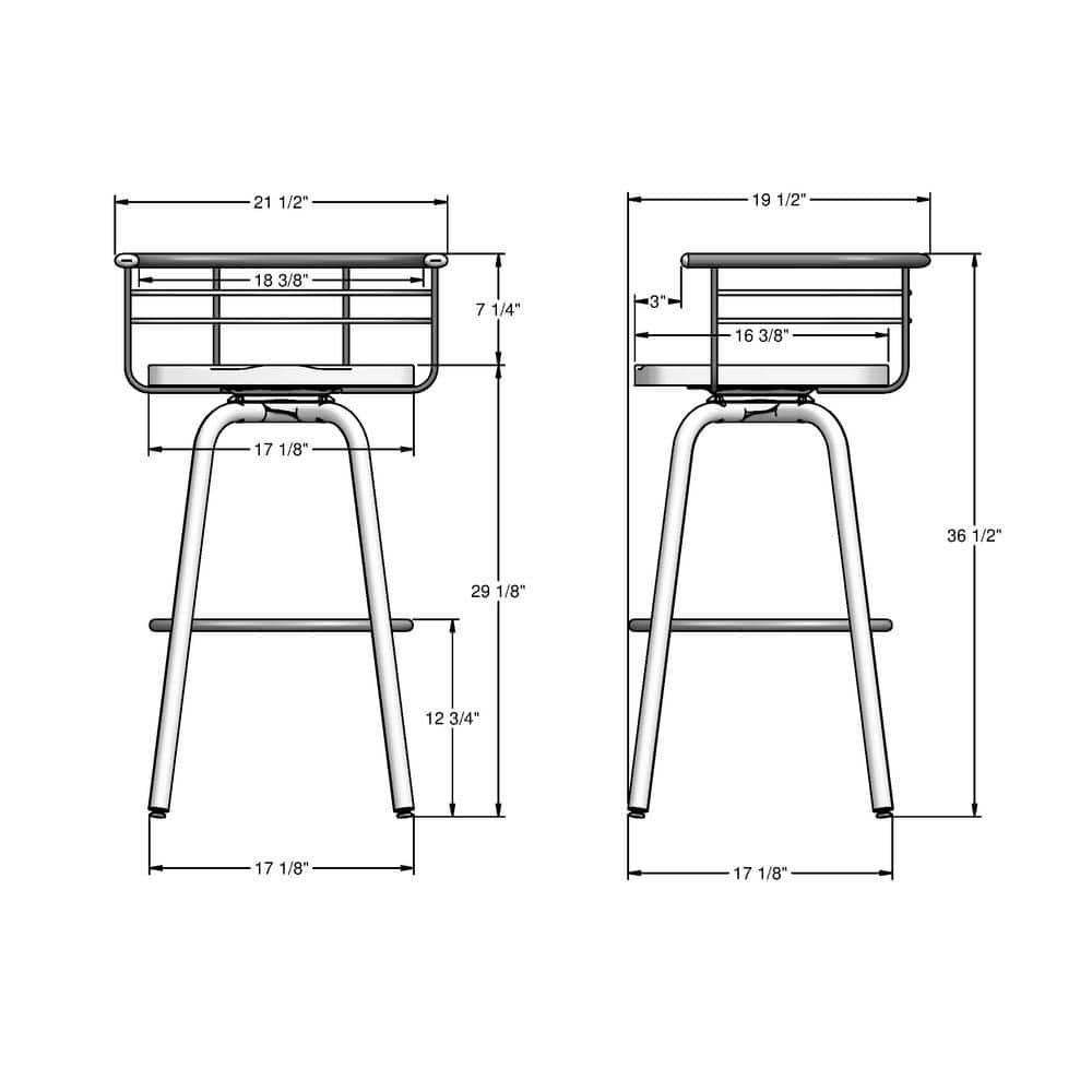 Amisco Brisk 30 In. Swivel Bar Stool - Beige Distressed Wood / Black Metal