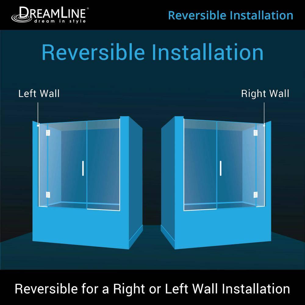 Unidoor-X 58" W x 58" H Hinged Frameless Tub Door