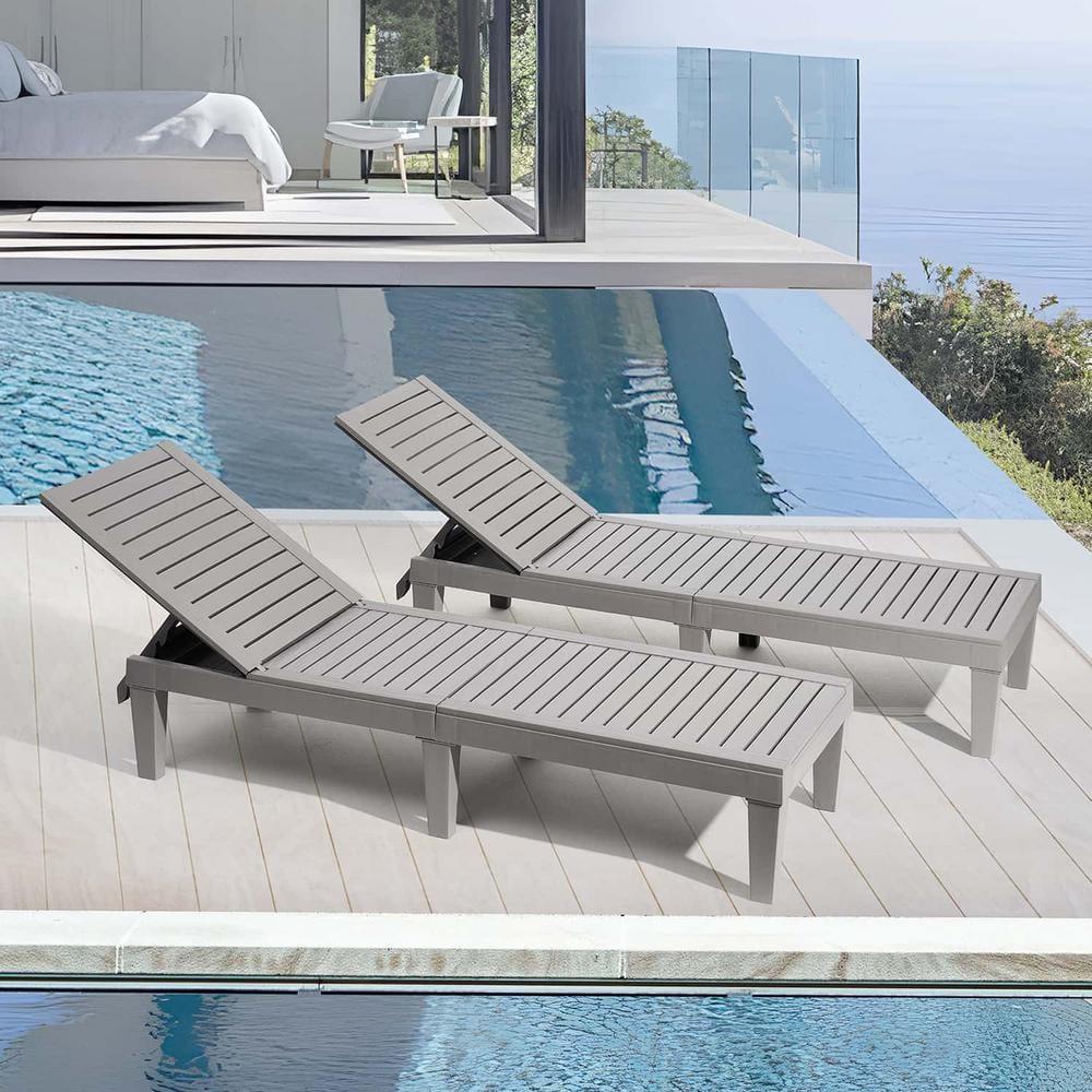 Nestl Nestl Waterproof, Lightweight, and Adjustable Outdoor Polyresin Chaise Lounge Chair Set (Set of 2)