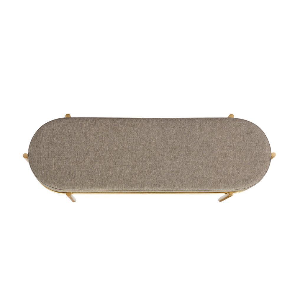 Walker Edison Glam Cushioned Bench, Taupe / Gold