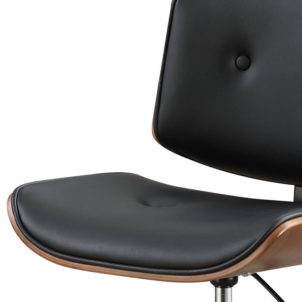 Miekor Furniture Camila Office Chair in Black Pu & Walnut