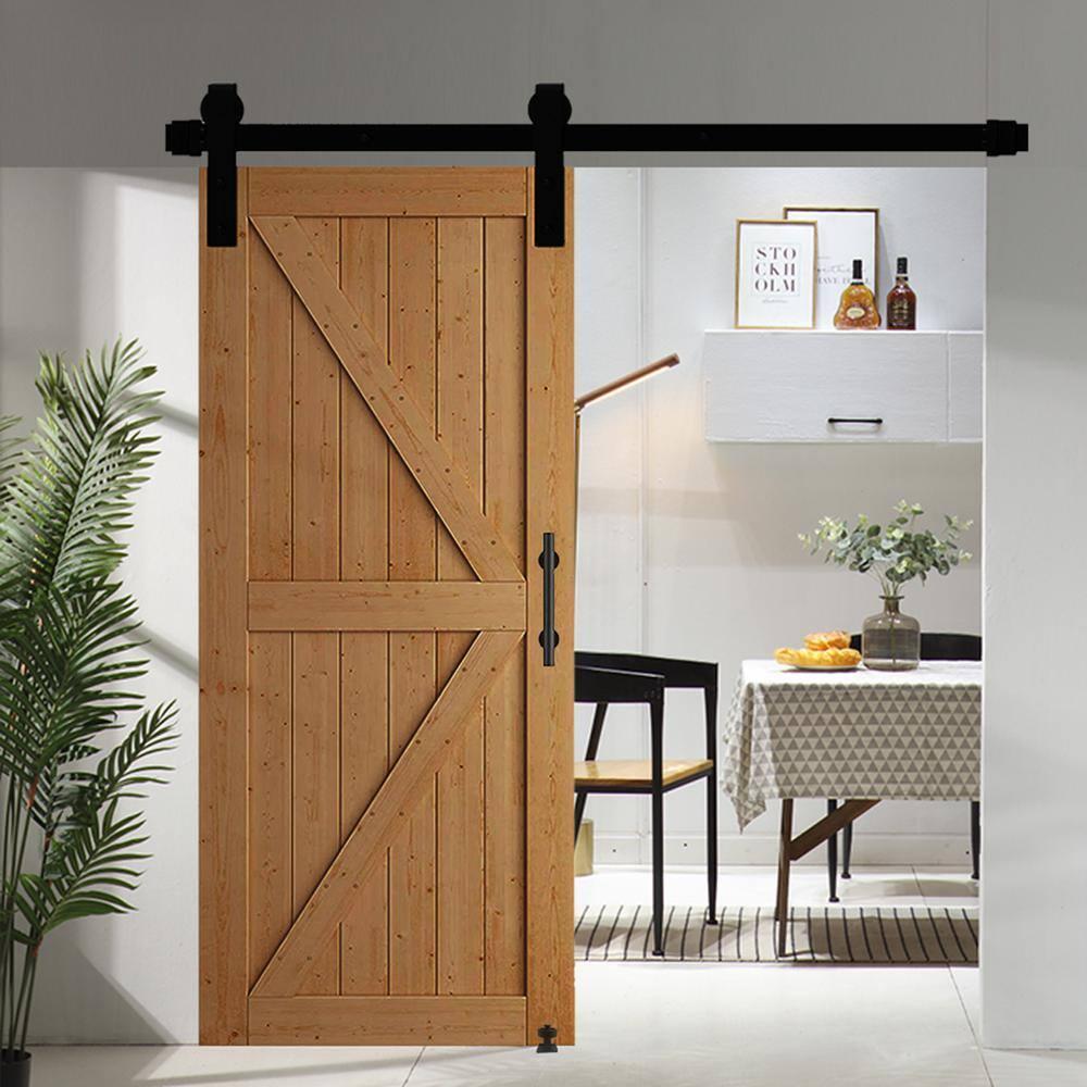 108-Inch Matte Black Sliding Barn Door Hardware Kit
