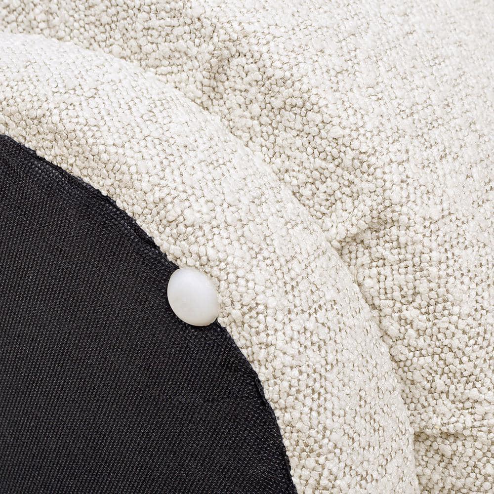 Fuji 15" Mushroom Footstool Ottoman Ivory White Boucle