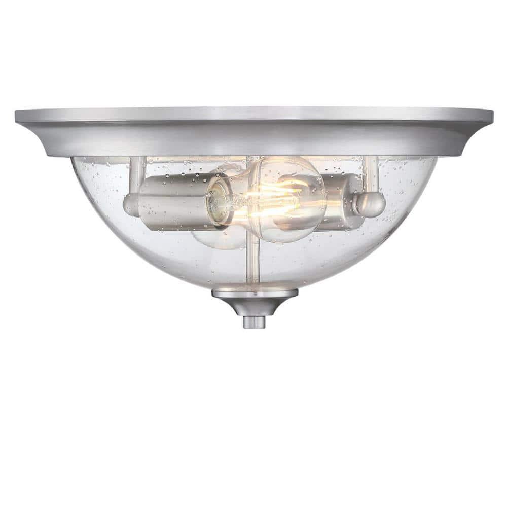 Westinghouse Lighting 6115900 13 in. Basset Two Light Indoor Flush Mount Fixture, Brushed Nickel