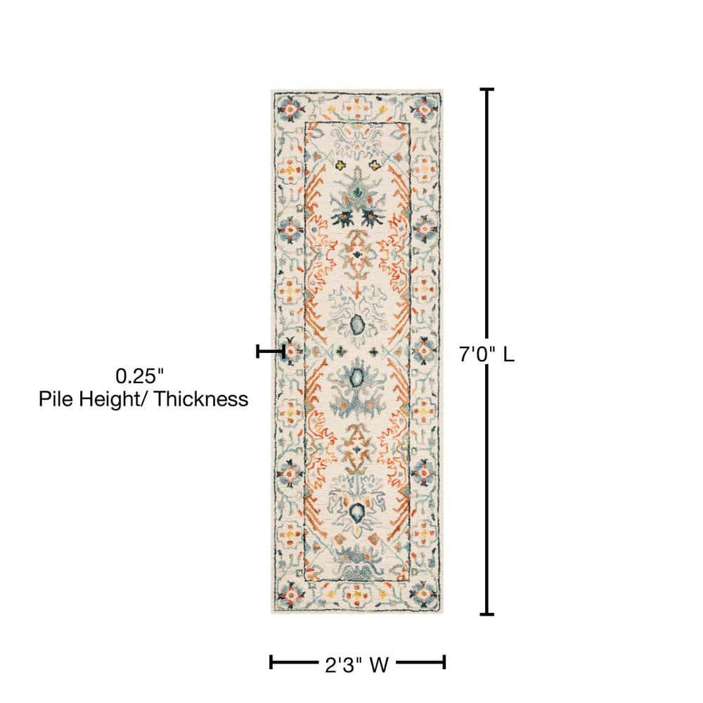 Aspen APN310 Hand Tufted Indoor Runner Rug - Ivory/Blue - 2'3"x7' - Safavieh