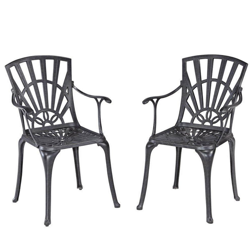 Homestyles Grenada Aluminum Outdoor Chair Pair in Charcoal