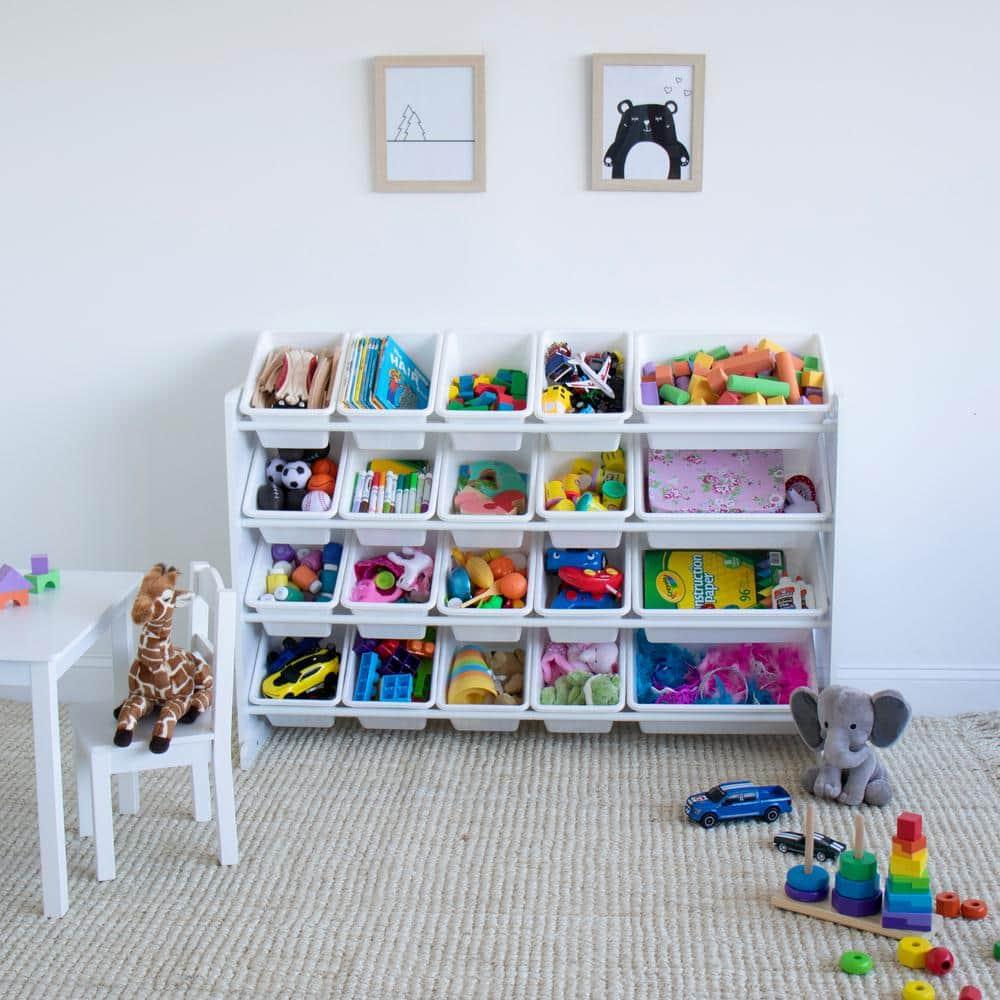 Cambridge Extra Large Kids' Toy Storage Organizer with 20 Storage Bins White - Humble Crew: MDF Bin Shelves, 4 Shelves
