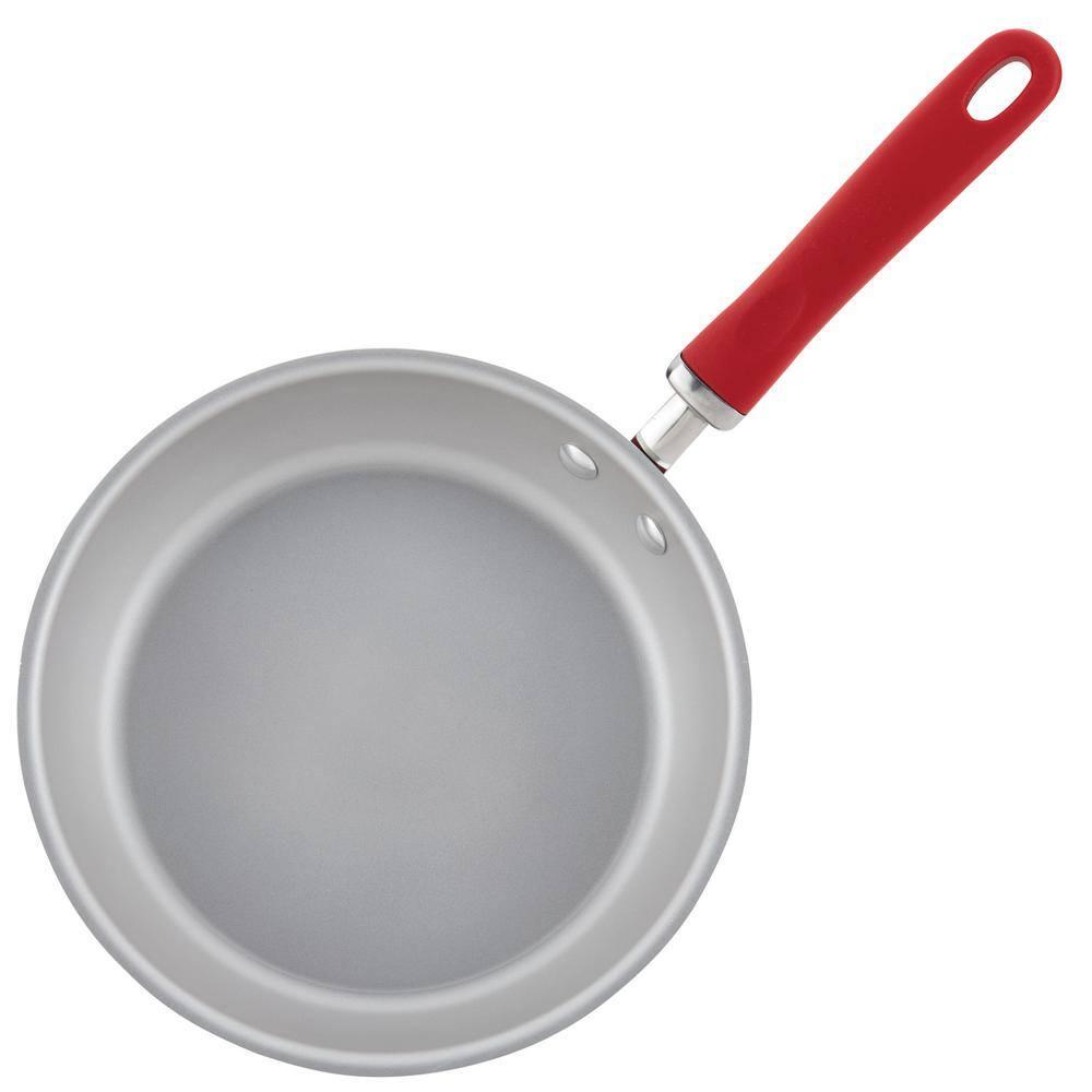 Rachael Ray Create Delicious Aluminum Nonstick Covered Deep Frying Pan, 9.5-Inch, Red Shimmer