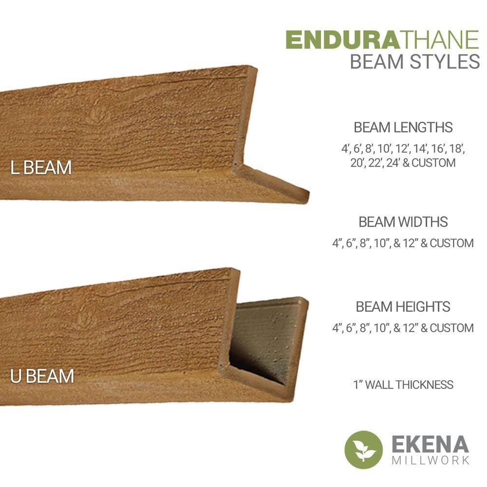 12"W x 6"H x 10'L 3-Sided (U-beam) Knotty Pine Endurathane Faux Wood Ceiling Beam, Natural Pine