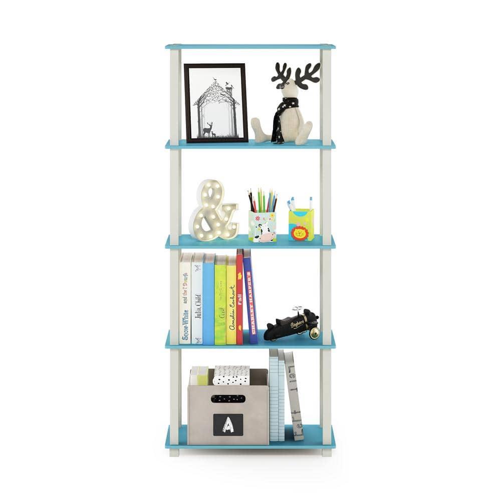 Furinno Turn-S-Tube 5-Tier Square Tubes Display Shelf, Light Blue/White