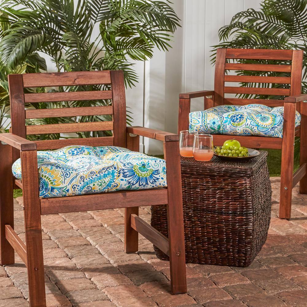Baltic Paisley 20 in. Plush Outdoor Chair Cushion, Set of 2